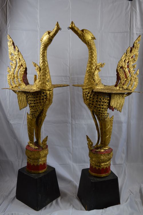 Pair  Huge Thai Bronze Hongsa Birds, C1890