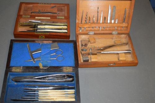 fig 1. 3 Boxes Surgeons Campaign Instruments, c 1890,With Provenance.