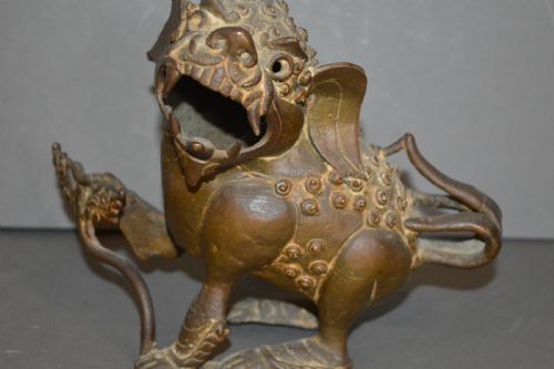 Large Chinese Bronze Figural Temple Lion Censer, C1880