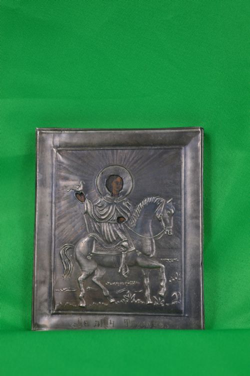 Russian Silver Hand Painted Icon Dated 1890