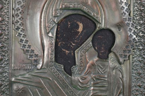 LARGE RUSSIAN PAINTED ICON IN OKLADC1890 - ADDITIONAL PHOTO 3