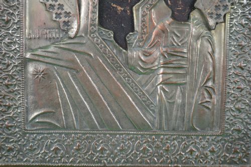LARGE RUSSIAN PAINTED ICON IN OKLADC1890 - ADDITIONAL PHOTO 4