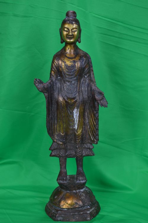 Large Chinese Gilt Bronze Buddha Statue, C1850, Song Dynasty Marks