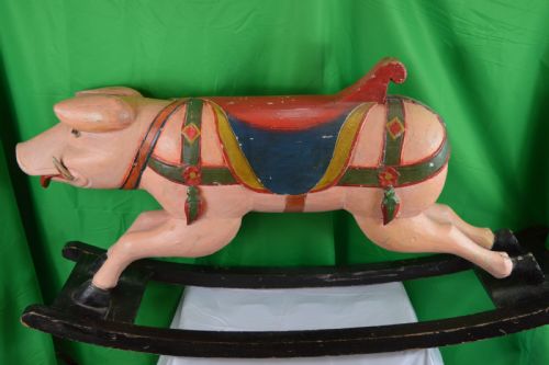 Large Carved Fairground Rocking Pig, C1920