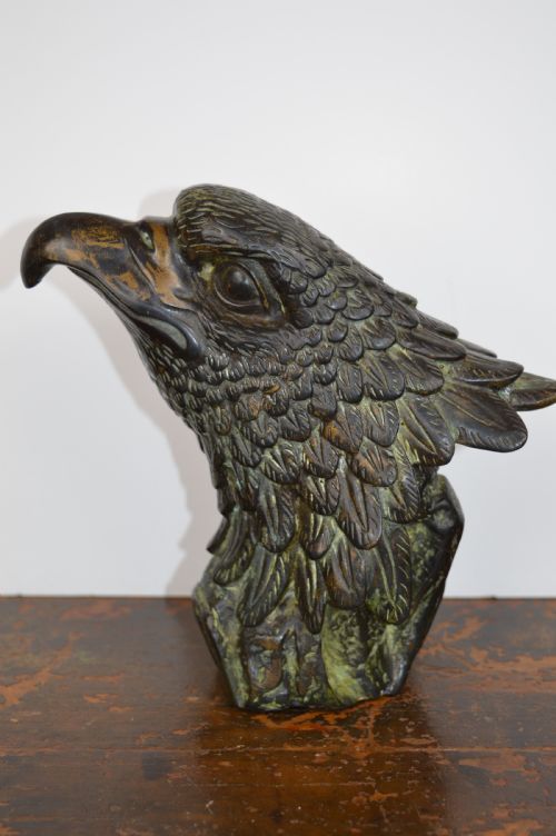 Chinese/mongolian Bronze Eagle Bust, C1910