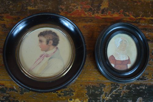 Two Georgian Framed Portrait Miniatures,c1820