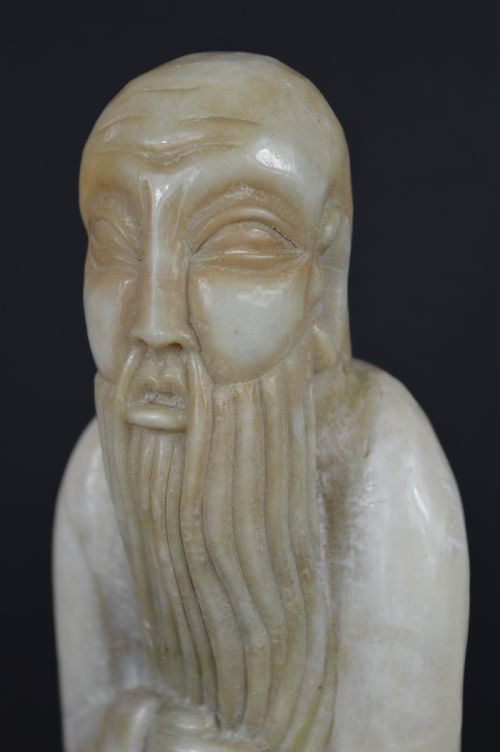 LARGE CHINESE HARDSTONE SAGE STATUE C1890 - ADDITIONAL PHOTO 4