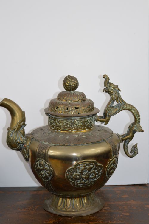 fig 1. Large Tibetan Butter Teapot  And Monks Ewer, c1800