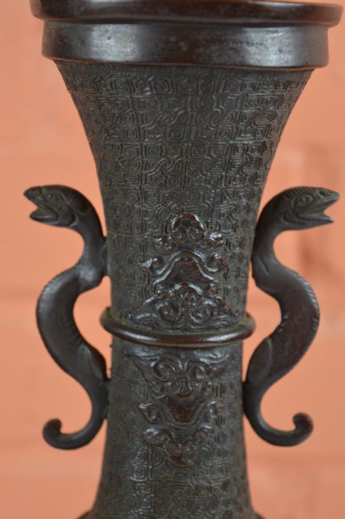 PAIR LARGE JAPANESE BRONZE VASES C1890 - ADDITIONAL PHOTO 8