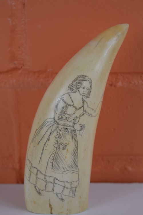 Large Whale Tooth Scrimshaw,c1880
