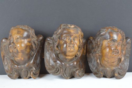 3 18th Century Carved Wood Putti, C1780