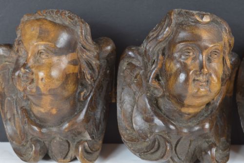 fig 1. 3 18th century Carved Wood Putti, c1780