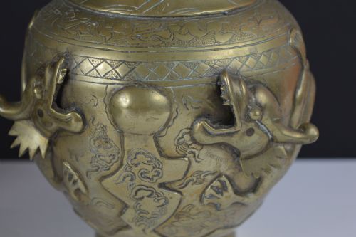 LARGE CHINESE BRONZE DRAGON VASE C1890 - ADDITIONAL PHOTO 1