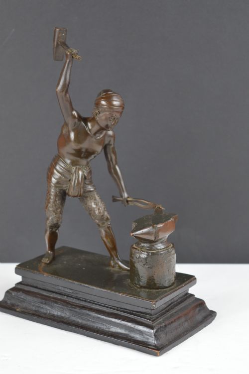 Japanese Bronze Blacksmith Statue, C1880
