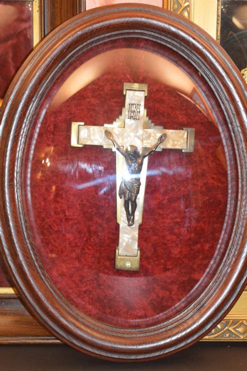 fig 1. 3 Large Framed French Crucifixes, c1890