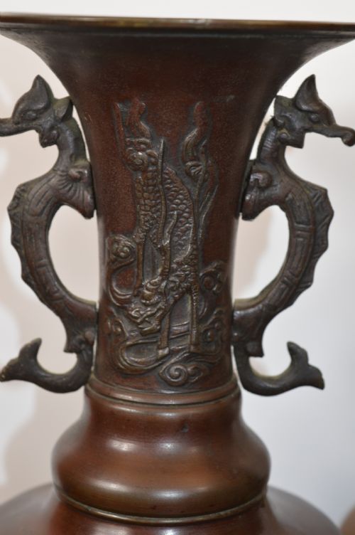 PAIR LARGE 36KG CHINESE BRONZE ALTAR VASESC1880 - ADDITIONAL PHOTO 3