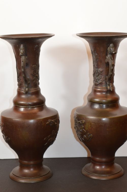 PAIR LARGE 36KG CHINESE BRONZE ALTAR VASESC1880 - ADDITIONAL PHOTO 7