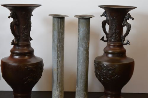 PAIR LARGE 36KG CHINESE BRONZE ALTAR VASESC1880 - ADDITIONAL PHOTO 8