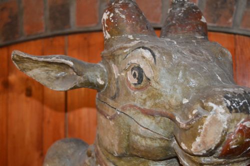 LARGE 93CM CARVED WOODPOLYCHROME NANDI STATUE C1800 - ADDITIONAL PHOTO 3