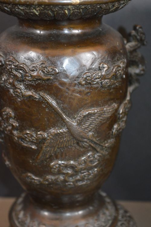 FINE PAIR JAPANESE BRONZE VASESC1880 - ADDITIONAL PHOTO 7
