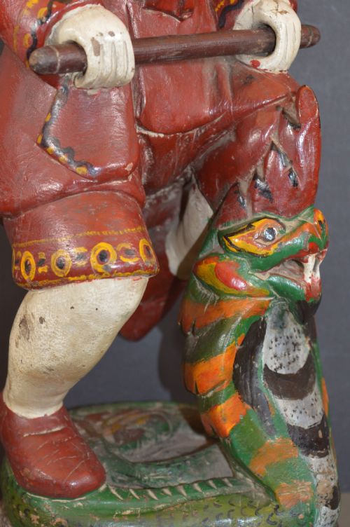 LARGE 57CM TIBETAN CARVED POLYCHROME STATUE C1890 - ADDITIONAL PHOTO 2