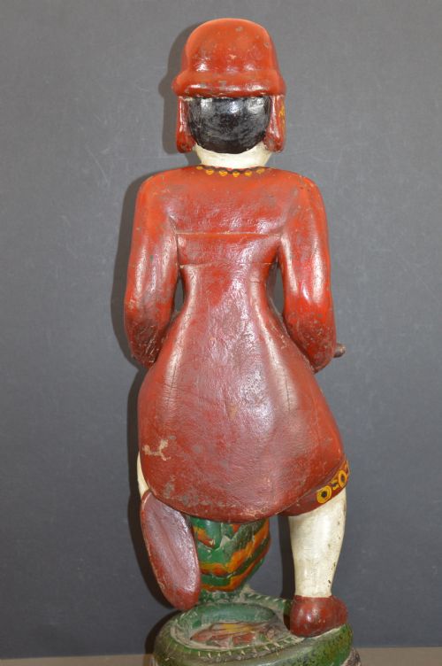 LARGE 57CM TIBETAN CARVED POLYCHROME STATUE C1890 - ADDITIONAL PHOTO 6