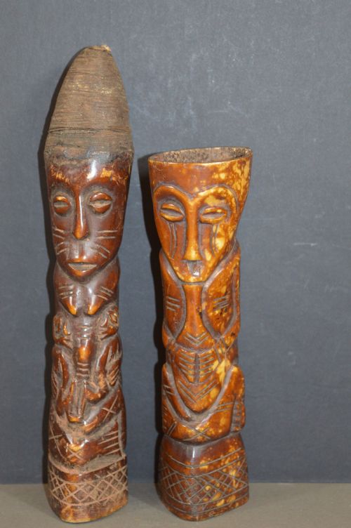 2 Carved Bone African Yoruba Tribal Statues, C1920