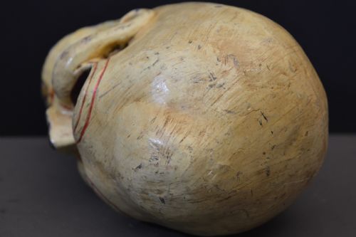 CARVED WOODPAINTED TIBETAN CITIPATI SKULL C1910 - ADDITIONAL PHOTO 4