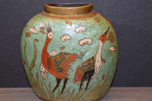 Japanese Bronze Cloisonné Brush Pot,c1870