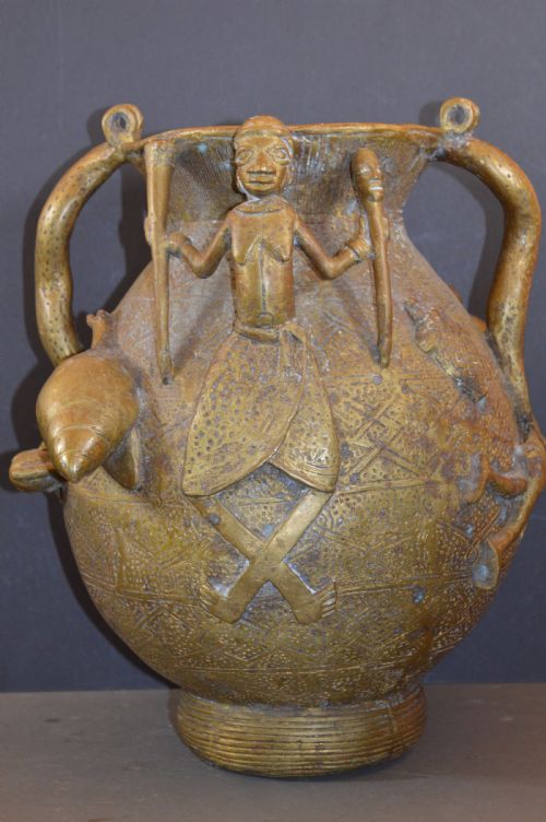 Large (14kg) Benin Bronze Ceremonial Pot, C1900