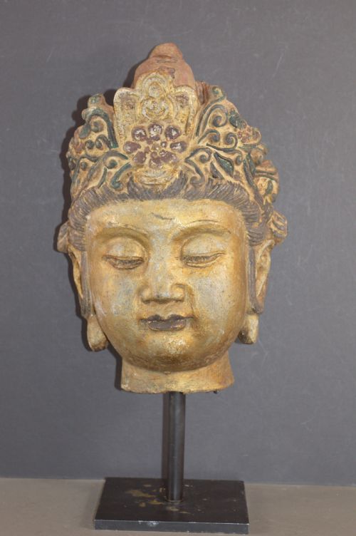 LARGE 14KG CHINESE IRON GUANYIN BUST ON STANDC1880 - ADDITIONAL PHOTO 1