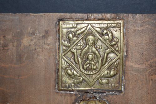 3 RUSSIAN ICONS ANGEL MOUNTED ON WOOD PANEL C1890 - ADDITIONAL PHOTO 2
