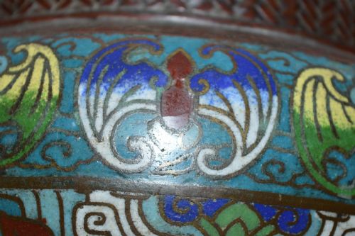 LARGE CHINESE BRONZE CLOISONN BOWL C1880 - ADDITIONAL PHOTO 5