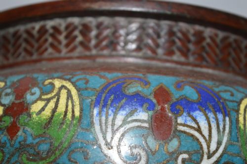 LARGE CHINESE BRONZE CLOISONN BOWL C1880 - ADDITIONAL PHOTO 6