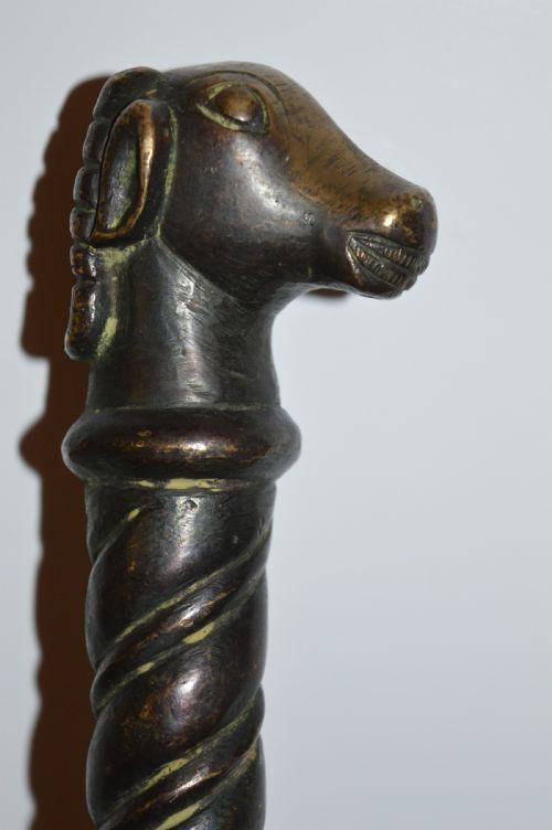 large indian bronze ceremonial mace soontac1860 - CATEGORY: ANTIQUE MISCELLANEOUS - DATED 19TH CENTURY