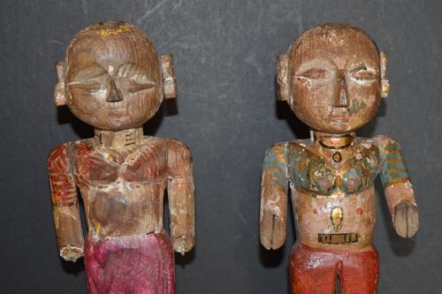 PAIR HAND CARVED POLYCHROME INDIAN PUPPETSC1890 - ADDITIONAL PHOTO 3