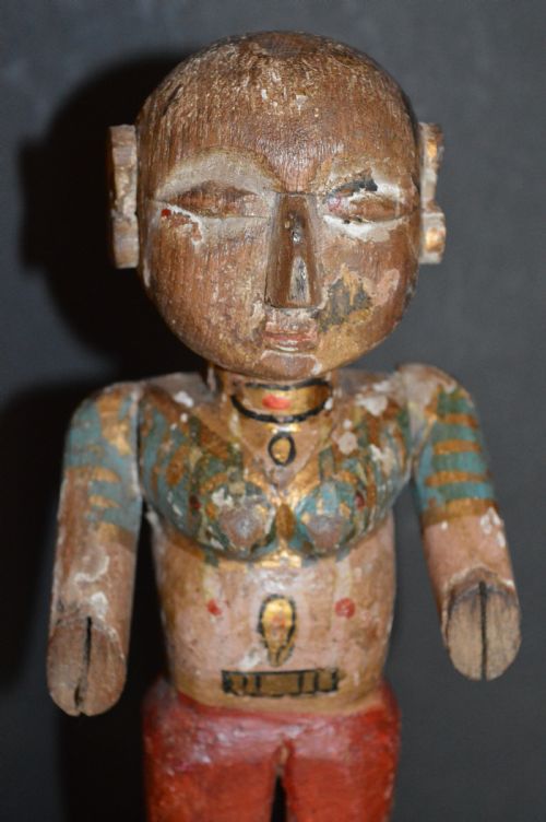 PAIR HAND CARVED POLYCHROME INDIAN PUPPETSC1890 - ADDITIONAL PHOTO 9