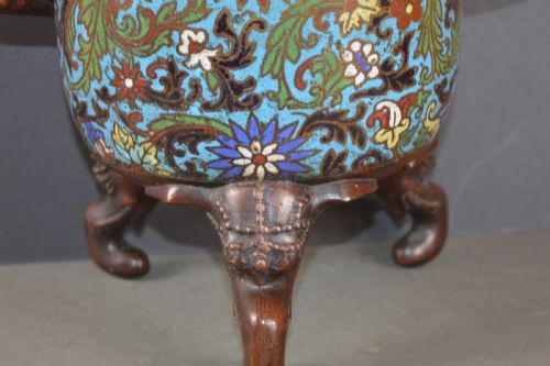 LARGE 5KG CHINESE BRONZE CLOISONNE CENSERC1850 - ADDITIONAL PHOTO 3