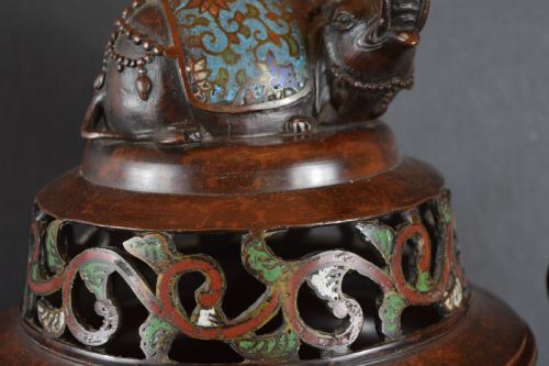 LARGE 5KG CHINESE BRONZE CLOISONNE CENSERC1850 - ADDITIONAL PHOTO 6