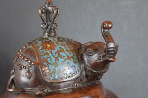 LARGE 5KG CHINESE BRONZE CLOISONNE CENSERC1850 - ADDITIONAL PHOTO 7