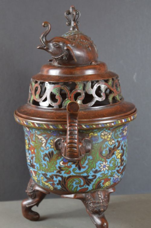 LARGE 5KG CHINESE BRONZE CLOISONNE CENSERC1850 - ADDITIONAL PHOTO 11