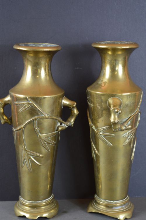PAIR LARGE 4KG JAPANESE BRONZE VASESC1890 - ADDITIONAL PHOTO 5