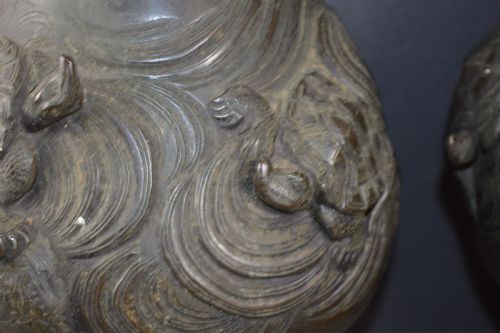 PAIR LARGE 8KG JAPANESE BRONZE VASESC1880 - ADDITIONAL PHOTO 5