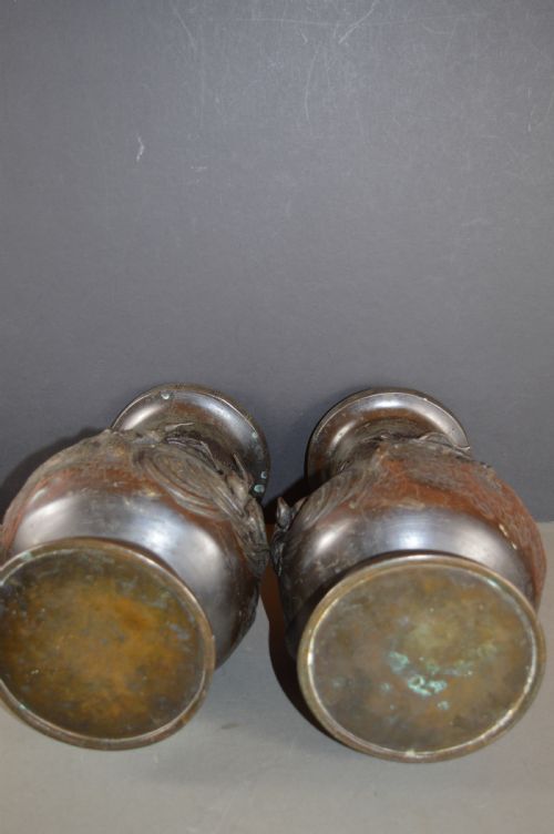 PAIR LARGE 8KG JAPANESE BRONZE VASESC1880 - ADDITIONAL PHOTO 10