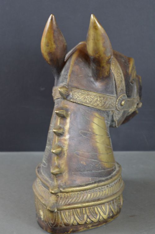 LARGE 6KG INDIAN BRONZE HORSE HEAD STATUEC1890 - ADDITIONAL PHOTO 8