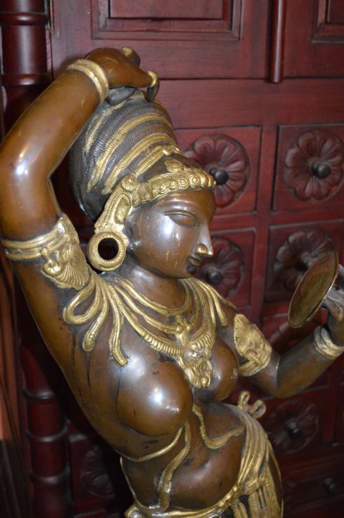 LARGE 104CM INDIAN BRONZE STATUE HINDU GODDESS C1880 - ADDITIONAL PHOTO 5