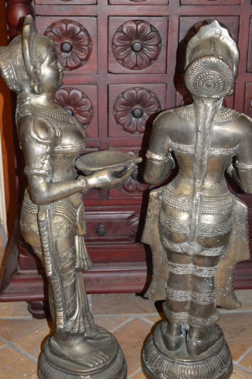 PAIR OF LARGE 40KG INDIAN BRONZE HINDU GODDESS STATUESC1890 - ADDITIONAL PHOTO 5