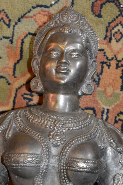 PAIR OF LARGE 40KG INDIAN BRONZE HINDU GODDESS STATUESC1890 - ADDITIONAL PHOTO 12