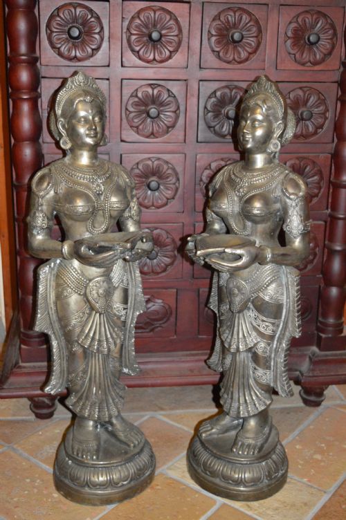 PAIR OF LARGE 40KG INDIAN BRONZE HINDU GODDESS STATUESC1890 - ADDITIONAL PHOTO 13