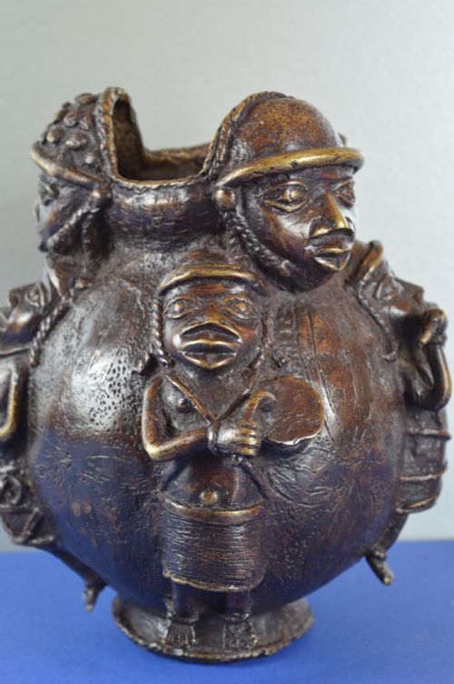 LARGE 25KG AFRICAN BENIN BRONZE CEREMONIAL POTC1920 - ADDITIONAL PHOTO 5